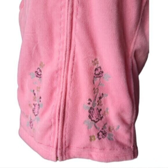 Vintage Pink Embroidered Fleece Vest Sz Large - Picture 6 of 9
